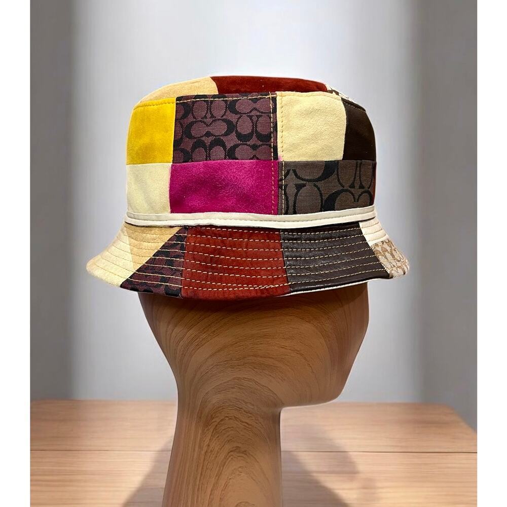 Y2K Coach Signature Patchwork Crusher Hat Size M/L - Picture 4 of 10